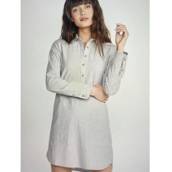 Marine Layer Women Grey Striped Button Front Shirt Dress Tunic Collared Sz Small - Picture 1 of 8